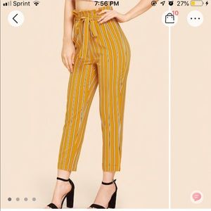 Self Tie Vertical-Striped Pants